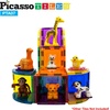 image:imagePicassoTiles Dinosaur Play Mat Toys 32pc Dino Playset STEM Activity Learning Kit STEAM Toy with Educational Book 21 Action Figures TRex Triceratops Velociraptor Trees Rocks for Kids 3 PTD11Animal Figure Set