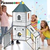 image:imagePicassoTiles Kids Fort Building Kit Playset 100 Piece Indoor and Outdoor Toy Set Fort Construction Builders Blocks Toys for Kids Boys Girls STEM Learning Castle System Tunnel Tent Rocket Pretend Play374pc