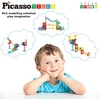 image:imagePicassoTiles Magnet Tile Building Block 80pc Marble Run Race Track Travel Size Pretend Play Toy With Launcher Lifter STEM Education Learning Magnetic Tiles Construction Kit School Boys Girls 3 PTMG8060 Piece Race Track
