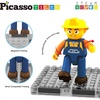 image:imagePicassoTiles Magnet Tiles Building Block 2in1 Excavator amp Backhoe Brick Compatible Construction Playset with Car Base Magnetic Character Action Figure STEM Educational Learning Toy Kit Age 3 PTU04Excavator  Backhoe Brick