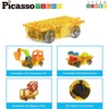 image:imagePicassoTiles Magnet Tiles Building Block 2in1 Excavator amp Backhoe Brick Compatible Construction Playset with Car Base Magnetic Character Action Figure STEM Educational Learning Toy Kit Age 3 PTU04Light and Motor