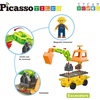 image:imagePicassoTiles Magnet Tiles Building Block 2in1 Excavator amp Backhoe Brick Compatible Construction Playset with Car Base Magnetic Character Action Figure STEM Educational Learning Toy Kit Age 3 PTU04Excavator  Backhoe Brick