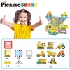 image:imagePicassoTiles Magnet Tiles Building Block 2in1 Excavator amp Backhoe Brick Compatible Construction Playset with Car Base Magnetic Character Action Figure STEM Educational Learning Toy Kit Age 3 PTU04Construction