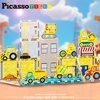 image:imagePicassoTiles Magnet Tiles Building Block 2in1 Excavator amp Backhoe Brick Compatible Construction Playset with Car Base Magnetic Character Action Figure STEM Educational Learning Toy Kit Age 3 PTU04Construction