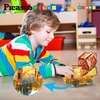 image:imagePicassoTiles Magnet Tiles Building Block 2in1 Excavator amp Backhoe Brick Compatible Construction Playset with Car Base Magnetic Character Action Figure STEM Educational Learning Toy Kit Age 3 PTU04Light and Motor