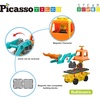 image:imagePicassoTiles Magnet Tiles Building Block 2in1 Excavator amp Backhoe Brick Compatible Construction Playset with Car Base Magnetic Character Action Figure STEM Educational Learning Toy Kit Age 3 PTU04Excavator  Backhoe Brick