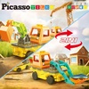 image:imagePicassoTiles Magnet Tiles Building Block 2in1 Excavator amp Backhoe Brick Compatible Construction Playset with Car Base Magnetic Character Action Figure STEM Educational Learning Toy Kit Age 3 PTU04Excavator  Backhoe Brick