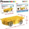 image:imagePicassoTiles Magnet Tiles Building Block 2in1 Excavator amp Backhoe Brick Compatible Construction Playset with Car Base Magnetic Character Action Figure STEM Educational Learning Toy Kit Age 3 PTU04Light and Motor