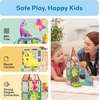 image:imagePicassoTiles Magnet Tiles Magnetic Building Blocks with 8 Construction Vehicles Crank Truck Excavator Bulldozer Road Roller Concrete Mixer Tractor Dump Truck Forklift Toys Learning Kids Ages 3 PTQ11Dinosaur