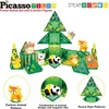 image:imagePicassoTiles Magnet Tiles Magnetic Building Blocks with 8 Construction Vehicles Crank Truck Excavator Bulldozer Road Roller Concrete Mixer Tractor Dump Truck Forklift Toys Learning Kids Ages 3 PTQ11Forest Animal Theme