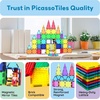 image:imagePicassoTiles Magnetic Brick Tiles STEM Creative Magnetic Tiles Building Block Set Building Brick Construction Toy Socket Spikes Toys Accessory Educational Imaginative Learning Kit Stacking Set63pcs With 2 Character