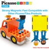image:imagePicassoTiles Magnetic Figures 5 Piece Vehicle and Action Figure Set Including School Bus Car Truck and 2 Drivers Magnet Expansion Pack Toddler Toy Kit Pretend Playset for Construction Building BlockDrivers