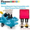 image:imagePicassoTiles Magnetic Figures 5 Piece Vehicle and Action Figure Set Including School Bus Car Truck and 2 Drivers Magnet Expansion Pack Toddler Toy Kit Pretend Playset for Construction Building BlockPilots