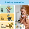 image:imagePicassoTiles Magnetic Figures 5 Piece Vehicle and Action Figure Set Including School Bus Car Truck and 2 Drivers Magnet Expansion Pack Toddler Toy Kit Pretend Playset for Construction Building BlockKing and Knights