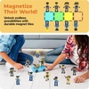 image:imagePicassoTiles Magnetic Figures 5 Piece Vehicle and Action Figure Set Including School Bus Car Truck and 2 Drivers Magnet Expansion Pack Toddler Toy Kit Pretend Playset for Construction Building BlockLaw Enforcement