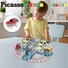 image:imagePicassoTiles Magnetic Tile Race Car Track Building Set with 2 Trucks Street Signs Stadium Accessories Construction Toy for Kids Age 3 Plus STEAM Learning Track Tiles Kit Motor Skills Creativity PTQ05
