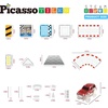 image:imagePicassoTiles Magnetic Tile Race Car Track Building Set with 2 Trucks Street Signs Stadium Accessories Construction Toy for Kids Age 3 Plus STEAM Learning Track Tiles Kit Motor Skills Creativity PTQ05