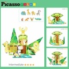 image:imagePicassoTiles Magnetic Tiles Magnet Tile Building Blocks Printed Fall Farm Themed Animal Toy Set with 8 Farmyard Animals Character Action Figures STEM Learning Playset for Kids Ages 3 PTQ27Safari