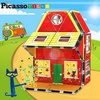 image:imagePicassoTiles Pete The Cat 80pc Magnetic Board Game Puzzle Playset Reusable Mix amp Match Cartoon Toy with Storytelling STEM Learning Activity Book and Storage Educational Kids Toys for Ages 3 PTC02Pete the Cat Double House