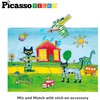 image:imagePicassoTiles Pete The Cat 80pc Magnetic Board Game Puzzle Playset Reusable Mix amp Match Cartoon Toy with Storytelling STEM Learning Activity Book and Storage Educational Kids Toys for Ages 3 PTC02Pete the Cat Board