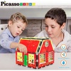 image:imagePicassoTiles Pete The Cat 80pc Magnetic Board Game Puzzle Playset Reusable Mix amp Match Cartoon Toy with Storytelling STEM Learning Activity Book and Storage Educational Kids Toys for Ages 3 PTC02Pete the Cat Double House