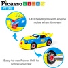 image:imagePicassoTiles TakeAPart Race Car Set with LED Engine Sound Mini Electric Power Tool Reversible Drill Screws Included PTT302 2in1 DIY Construction Build Your Own 30pc Racing Car STEAM Kit