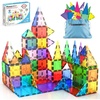 image:imagePicassoTiles 100 Piece Magnetic Tiles Clear 3D Building Blocks for Kids 3  Nolimit scalable builds handson magnet polarity fun family group play quick assemble amp store shape amp color recognition