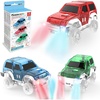image:imagePicassoTiles 3 Pack LED Race Track Cars Magnetic Tile STEM Toy Set Ages 3  vibrant color designs motorized motion flashing headlights durable build fine motor development boys and girls fun toysPTE06
