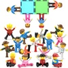 image:imagePicassoTiles 4pcs Magnetic Family Action Figures Toddler Magnet Toy Expansion Pack Educational Addon STEM Learning Kit Toys Pretend Playset for Construction Building Block Tile for Kids Age 3 PTA0116 Pcs Profession