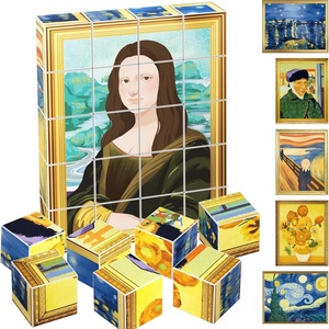 image:imagePicassoTiles 1 Magnetic Puzzle Building Cubes Blocks of Popular World Famous Art Paintings with Free Frame Educational STEAM Toys for 3 Year Old Boys Girls Toddlers Or Preschool Age Children PMC2120pcs Van Gogh Mona Lisa