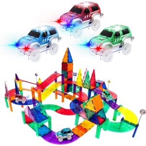 image:imagePicassoTiles 100 Piece Magnetic Tiles Race Track Toy Creative Building Set  Ages 3 premium BPAfree materials promotes hand eye coordination sharpens fine motor control boosts spatial logic skillsMulticolored