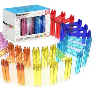 image:imagePicassoTiles 100 Piece Magnetic Tiles Race Track Toy Creative Building Set  Ages 3 premium BPAfree materials promotes hand eye coordination sharpens fine motor control boosts spatial logic skillsMulticolor
