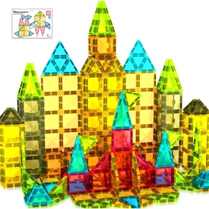 image:imagePicassoTiles 100pc Magnetic Tile Mini Diamond Set Travel Size STEM Educational Building Kit for Toddlers Preschool Boys Girls Age 3 Plus Montessori Indoor Learning Toy for Creative Development PTM100Mini 24pcs