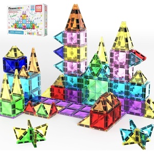 image:imagePicassoTiles 100pc Magnetic Tile Mini Diamond Set Travel Size STEM Educational Building Kit for Toddlers Preschool Boys Girls Age 3 Plus Montessori Indoor Learning Toy for Creative Development PTM100Mini 100pcs