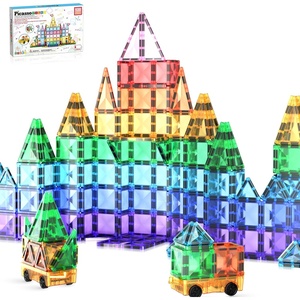 image:imagePicassoTiles 100pc Magnetic Tile Mini Diamond Set Travel Size STEM Educational Building Kit for Toddlers Preschool Boys Girls Age 3 Plus Montessori Indoor Learning Toy for Creative Development PTM100Mini 120pcs
