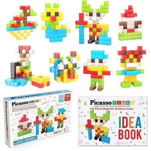 image:imagePicassoTiles 102pcs Pixel Magnetic Puzzle Cube 1 Pixel Mix amp Match Toys with Ideabook STEM Education Learning Building Block Magnets Construction ToySet Stacking Creative Kit for Kids Age 3 PMC102102pc