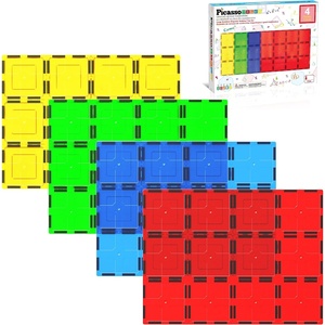 image:imagePicassoTiles 12 Piece Magnetic Tile Base Plate Set Jumbo Stabilizer Boards  Large format design no assembly needed STEM building toy for ages 3 onepiece foundation toddler friendly4 pcs XL Plate
