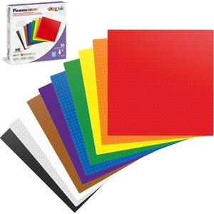image:imagePicassoTiles 1750 PCS Building Block Tiles Creative Shapes to Enhance Imaginative Play Unique Set to Build Houses Numbers Animals and More Vibrant STEM Toys Washable for Learning Education Ages 3Brick Baseplate 10 Pack 10x10