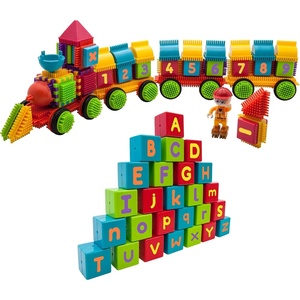 image:imagePicassoTiles 240pcs Hedgehog Interlocking Building Shape 3D Blocks STEAM Educational Creative Fun Construction Playset Sensory Toy Gift for Preschool and Kindergarten Kids Ages 3 and Up PTB240Alphabet  Numerical Train 103pc