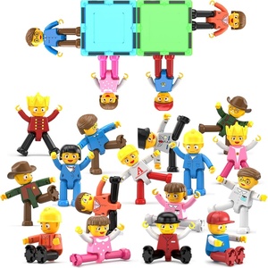 image:imagePicassoTiles 4pcs Magnetic Family Action Figures Toddler Magnet Toy Expansion Pack Educational Addon STEM Learning Kit Toys Pretend Playset for Construction Building Block Tile for Kids Age 3 PTA0116 Pcs Profession