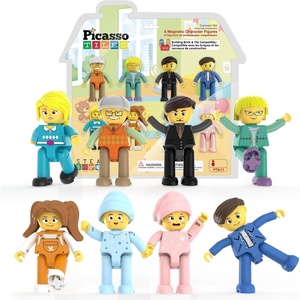 image:imagePicassoTiles 4pcs Magnetic Family Action Figures Toddler Magnet Toy Expansion Pack Educational Addon STEM Learning Kit Toys Pretend Playset for Construction Building Block Tile for Kids Age 3 PTA018 Pcs Family