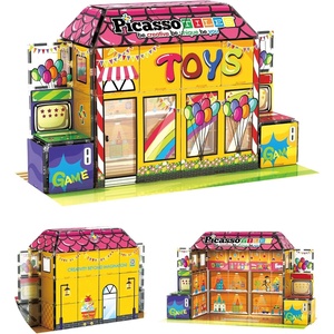 image:imagePicassoTiles 60pc Magnetic Building Block Magnet Tile Toy Shop Theme Pretend Play Construction Kit Reconfigurable Printed Structure DoubleSided Printing Education STEM Learning Playset Ages 3 PTQ50Toy Shop