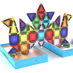 image:imagePicassoTiles 71pc Mini Diamond Series Winter Ice Theme Magnetic Tile Building Blocks 2 Character Action Figures Travel Size OntheGo Magnet Construction Toy Set STEM Development Kit Ages 3 PTM7150pcs Mini With Case