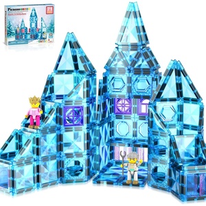 image:imagePicassoTiles 71pc Mini Diamond Series Winter Ice Theme Magnetic Tile Building Blocks 2 Character Action Figures Travel Size OntheGo Magnet Construction Toy Set STEM Development Kit Ages 3 PTM7171pcs Mini With 2 Action Figures