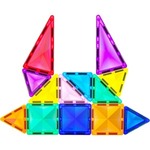 image:imagePicassoTiles 71pc Mini Diamond Series Winter Ice Theme Magnetic Tile Building Blocks 2 Character Action Figures Travel Size OntheGo Magnet Construction Toy Set STEM Development Kit Ages 3 PTM7113pcs Mini