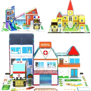 image:imagePicassoTiles 80 Pcs Magnetic Building Tiles Magnet Building Block Toys WCar Diamond Educational Construction Playset Toy for STEM Sensory Gifts Kid Brain Development Stacking Blocks Construction SetSchool Hospital Police Station