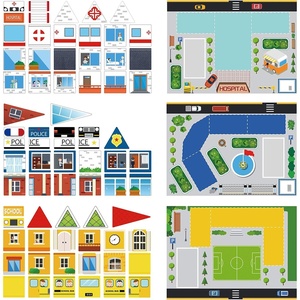 image:imagePicassoTiles 80pc School Hospital Police Station 3in1 Theme Magnet Self Adhesive Backing StickOn Puzzle Graphic Kit and Overlay Maps for Magnetic Building Blocks STEM Learning Construction Toy3in1 Magnetic Building Theme