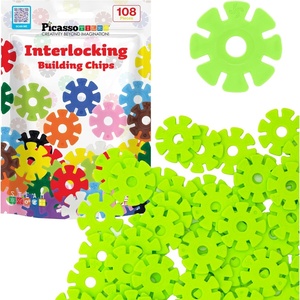 image:imagePicassoTiles Building Chip Interlocking Disc Construction Blocks in Green Color STEM Learning Early Education Toy Engineering Playset Child Brain Development for Toddlers Girls Boys Kids Age 3 PTF108Lgrn
