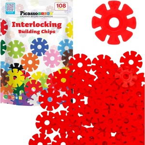 image:imagePicassoTiles Building Chip Interlocking Disc Construction Blocks in Green Color STEM Learning Early Education Toy Engineering Playset Child Brain Development for Toddlers Girls Boys Kids Age 3 PTF108Red