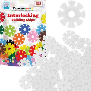 image:imagePicassoTiles Building Chip Interlocking Disc Construction Blocks in Green Color STEM Learning Early Education Toy Engineering Playset Child Brain Development for Toddlers Girls Boys Kids Age 3 PTF108Wht